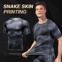 Szybkoschnący trening koszulka do biegania kompresja topy Fitness oddychająca koszulka siłownia koszulki odzież Rashguard męskie koszulki sportowe męskie 2